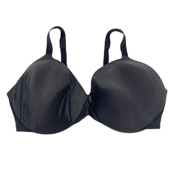 Bali Bra Womens 42DD Black Satin Padded Adjustable‎ Straps Hook Eye Closure - Picture 2 of 8